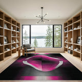 Neon Pink Abstract Oval Area Rug