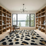 Cream Leopard Print Area Rug with Black Spots