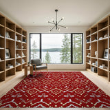 Red Fleur-de-Lis Heritage Tribal Rug