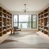 Wavy Beige Cream Abstract Area Rug