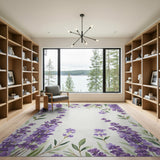 Watercolor Lavender Blooms Purple Area Rug