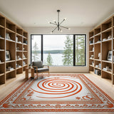 Red Spiral Medallion Persian Area Rug