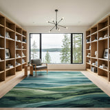 Teal Seascape Watercolor Area Rug