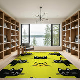 Playful Black Cats Sunny Yellow Area Rug