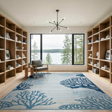Blue Teal Coral Reef Coastal Area Rug