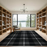 Geometric Modern Black and White Black White Plaid Geometric Area Rug