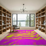 Bold Pink Yellow Zebra Stripe Area Rug