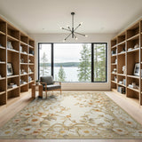 Vintage Cream Floral Framed Area Rug