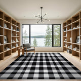 Black and White Rustic Farmhouse Rustic Black White Checkered Area Rug