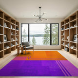 Vibrant Orange Purple Geometric Area Rug