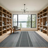 Black White Grid Stripe Area Rug