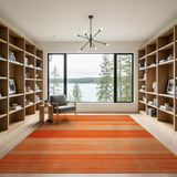 Orange Horizontal Striped Distressed Area Rug
