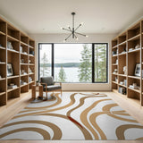 Swirling Brown Tan Abstract Area Rug