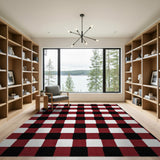 Rustic Red Black White Plaid Area Rug