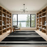 Black White Geometric Stripe Geometric Modern Area Rug