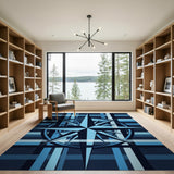 Navy Compass Plaid Area Rug