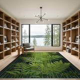 Lush Green Fern Canopy Area Rug