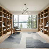 Grey Abstract Geometric Grey Area Rug