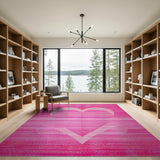 Vibrant Pink Heart Striped Area Rug