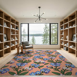 Orange Forget-Me-Not Floral Area Rug