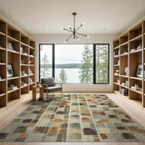 Abstract Earth Tone Area Rug in Brown and Tan