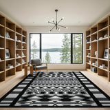 Bold Black White Southwestern Geometric Rug