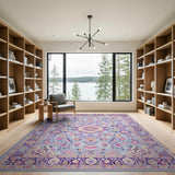 Traditional Persian Purple Floral Medallion Persian Area Rug