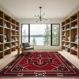 Red Red Art Deco Geometric Area Rug