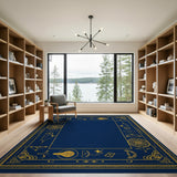 Blue and Teal Traditional Persian Navy Blue Ornate Gold Border Area Rug