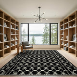 Black and White Black White Geometric Star Area Rug