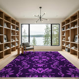 Purple Floral Damask Area Rug