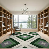 Geometric Modern Green Geometric Diamond Area Rug