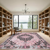 Floral Vintage Pink Floral Vintage Distressed Area Rug