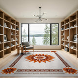 Orange Heritage Tribal Sunburst Medallion Rug