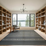 Black White Striped Heritage Tribal Rug
