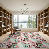 Pink Teal Abstract Coral Reef Area Rug