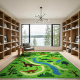 Dinosaur Forest Adventure Kids Area Rug