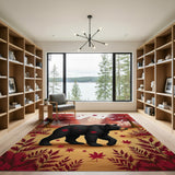 Autumn Black Bear Forest Area Rug