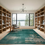 Green Teal Abstract Geometric Area Rug