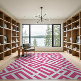 Pink Vibrant Pink Geometric Lattice Area Rug