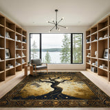 Golden Tree of Life Geometric Area Rug