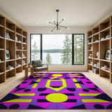 Bold Geometric Pink Yellow Area Rug