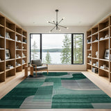 Geometric Modern Green Emerald Green Abstract Geometric Area Rug