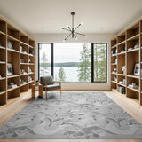 Grey Swirling Floral Area Rug
