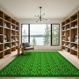 Vibrant Green Geometric Starflower Rug