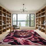 Vibrant Pink Tabby Cat Abstract Area Rug