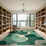 Abstract Green Organic Shapes Area Rug