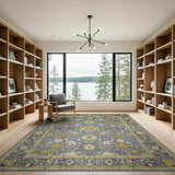 Grey Gold Floral Traditional Persian Area Rug