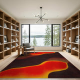 Fiery Red Abstract Blob Area Rug