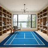 ODIKA Washable Blue Tennis Court Area Rug, Low Pile Non-Slip Sporty Mat for Kids & Game Rooms